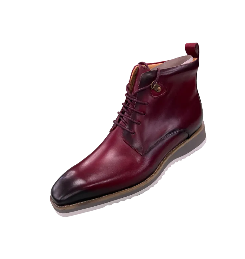 Carrucci Burnished Burgundy Calfskin Lace-Up Men's Casual Boot KB515-16