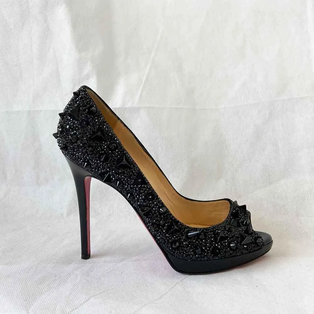 Christian Louboutin Pot Pourri Fifi Strass Spike Crystal Heels Pumps, 38