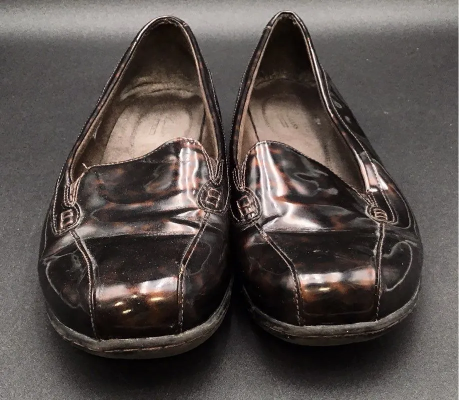 Clarks Women's 26104709 Brown Tortoise Shell Print Slip-On Loafer Flats - Sz 12W