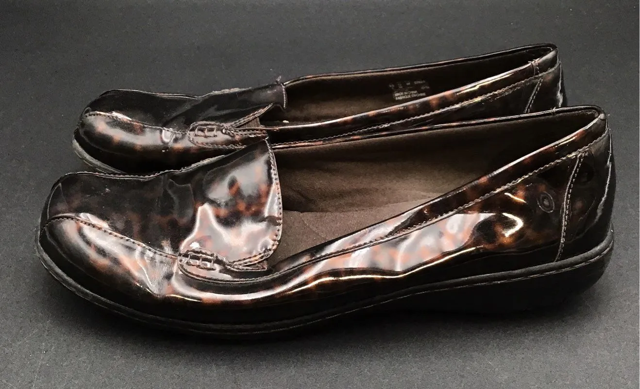 Clarks Women's 26104709 Brown Tortoise Shell Print Slip-On Loafer Flats - Sz 12W