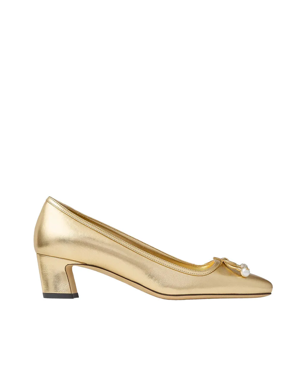 Elme 45mm Metallic Nappa Leather Pumps in Gold