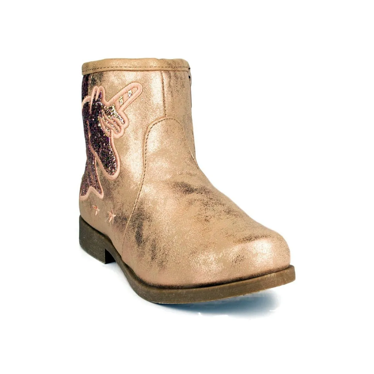 Girls Rose Pink Zip Up Ankle Boot