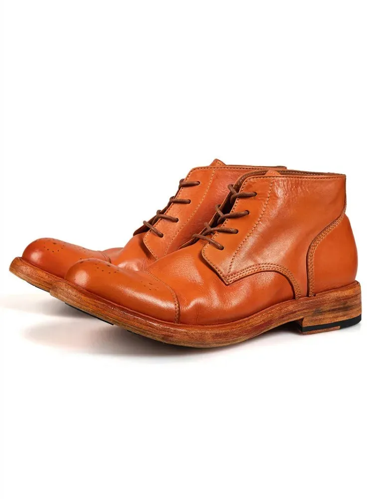 High Top Casual Leather Ankle Boots