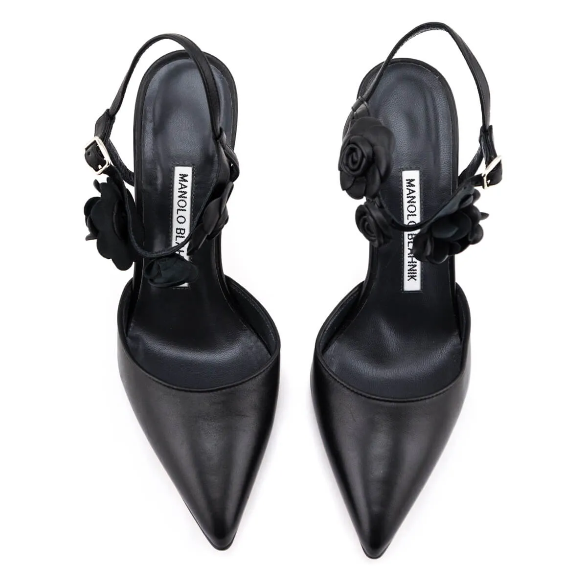 Manolo Blahnik Black Volvona Flower Pumps Size US 6.5 | IT 36.5