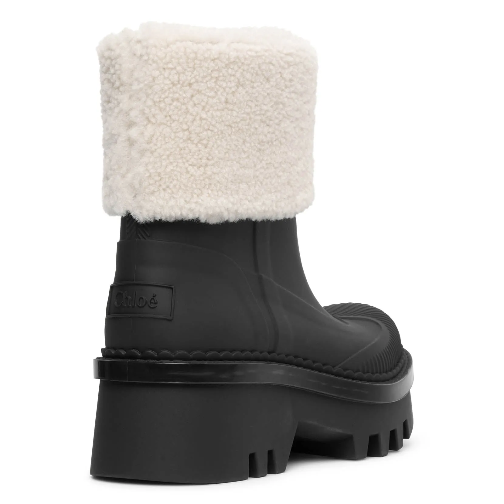 Raina black fur rain boots