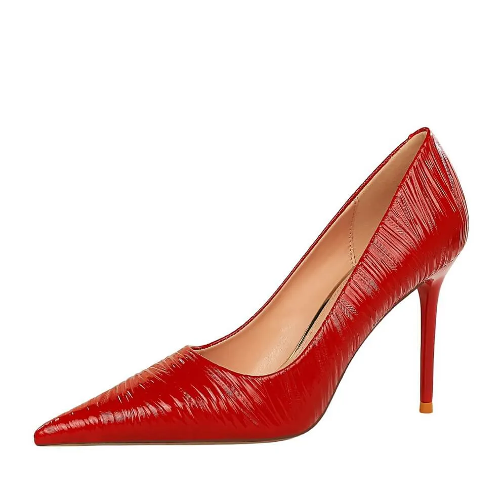 Sexy PU Point Toe Slip On Pumps