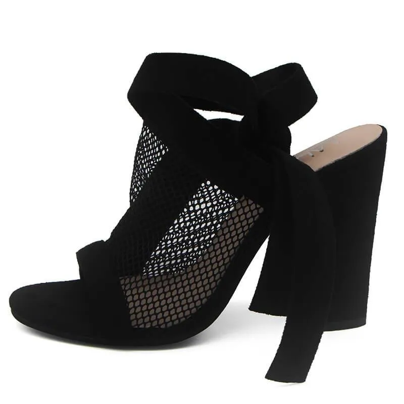 Strappy Ankle Chunky Heel Peep Toe Sandals
